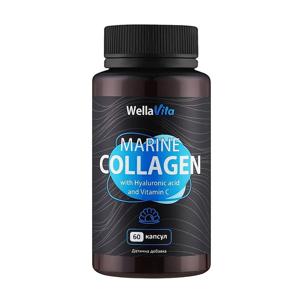 Колаген морський Wella Vita Marine Collagen з гіалуроновою кислотою та вітаміном С, 60 капсул